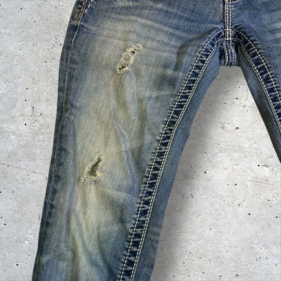 Miss Me Size 27 Skinny Jeans White Stitch Distressed Embellished Bling Y2K - Picture 5 of 11